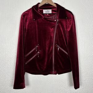 Badgley Mischka Belle Velvet Moto Jacket Size Large